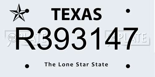 R393147 Texas License Plate