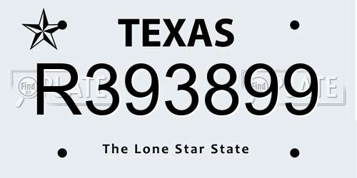 R393899 Texas License Plate