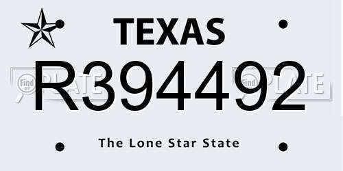R394492 Texas License Plate