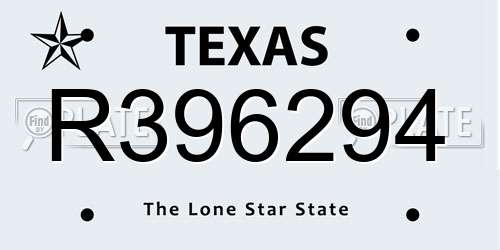 R396294 Texas License Plate