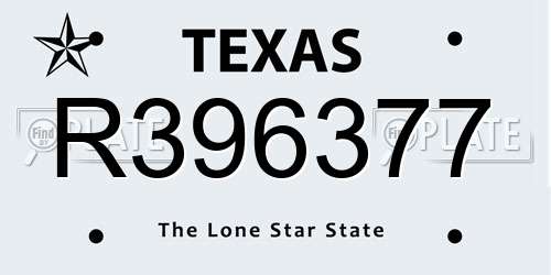 R396377 Texas License Plate