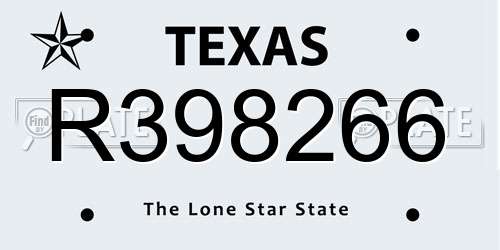 R398266 Texas License Plate