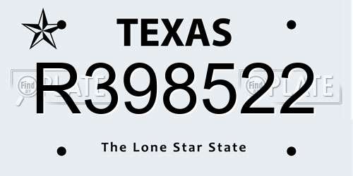 R398522 Texas License Plate