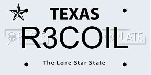 R3COIL Texas License Plate