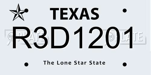 R3D1201 Texas License Plate