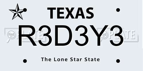 R3D3Y3 Texas License Plate
