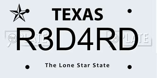 R3D4RD Texas License Plate