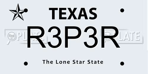 R3P3R Texas License Plate