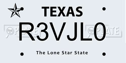 R3VJL0 Texas License Plate