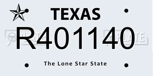 R401140 Texas License Plate