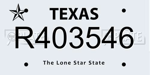 R403546 Texas License Plate