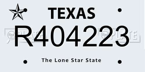 R404223 Texas License Plate