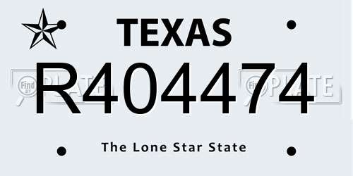 R404474 Texas License Plate