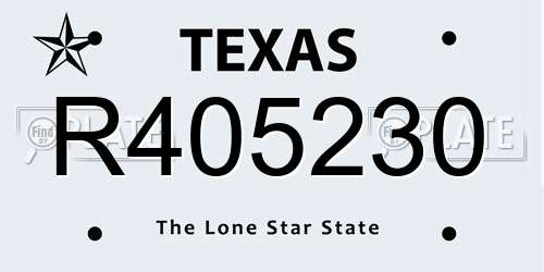 R405230 Texas License Plate