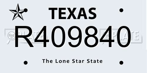 R409840 Texas License Plate