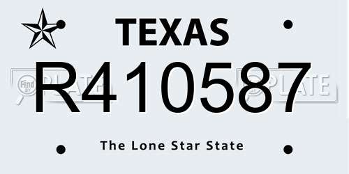 R410587 Texas License Plate