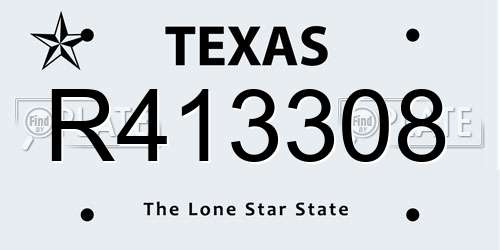 R413308 Texas License Plate