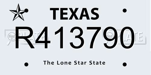R413790 Texas License Plate