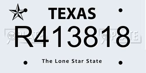 R413818 Texas License Plate