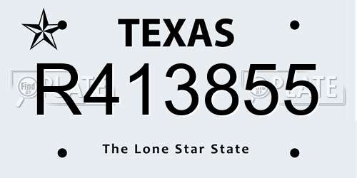 R413855 Texas License Plate
