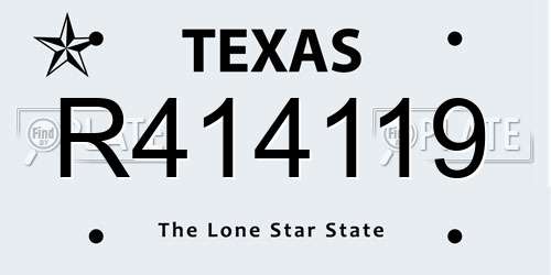R414119 Texas License Plate