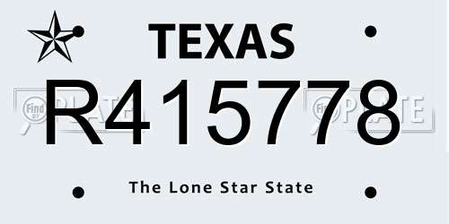 R415778 Texas License Plate