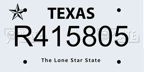 R415805 Texas License Plate