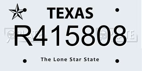 R415808 Texas License Plate