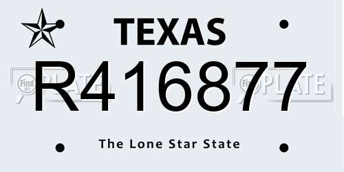 R416877 Texas License Plate