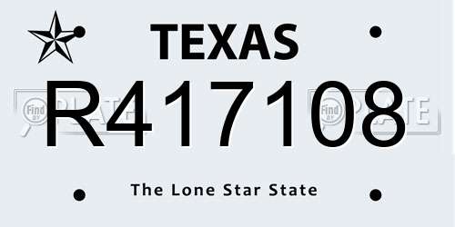 R417108 Texas License Plate