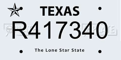 R417340 Texas License Plate