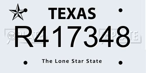 R417348 Texas License Plate