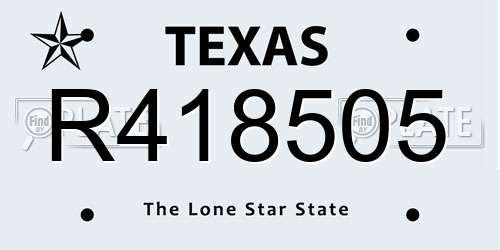 R418505 Texas License Plate