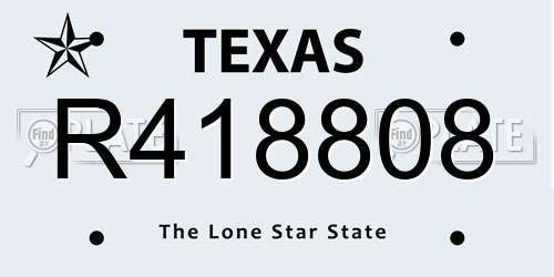 R418808 Texas License Plate