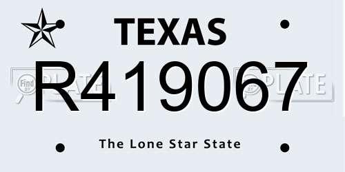 R419067 Texas License Plate