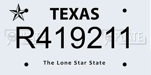 R419211 Texas License Plate