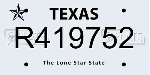 R419752 Texas License Plate