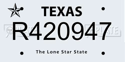 R420947 Texas License Plate