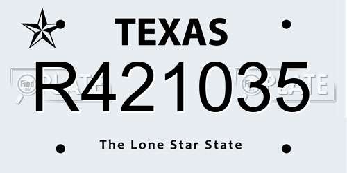 R421035 Texas License Plate