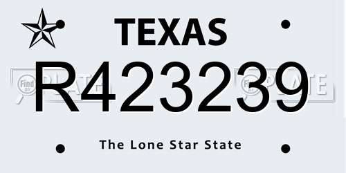 R423239 Texas License Plate
