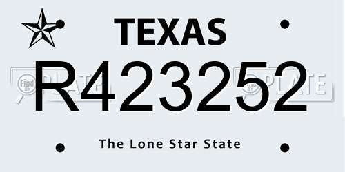 R423252 Texas License Plate