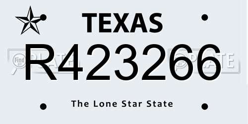 R423266 Texas License Plate