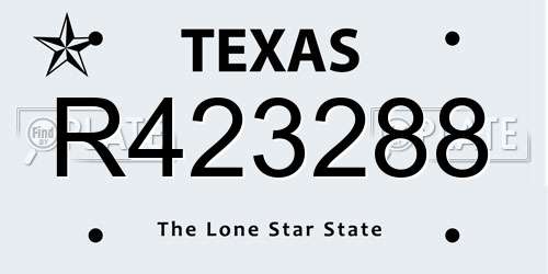 R423288 Texas License Plate
