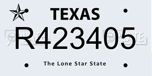 R423405 Texas License Plate