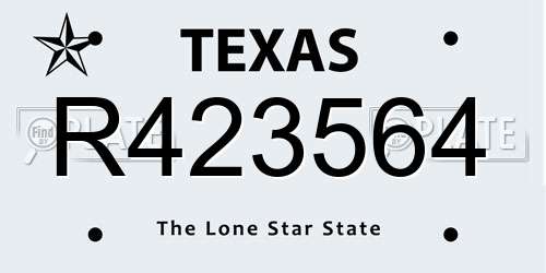 R423564 Texas License Plate