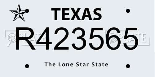 R423565 Texas License Plate