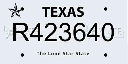 R423640 Texas License Plate