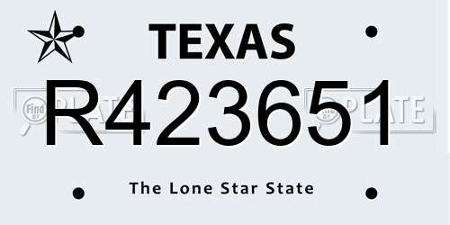 R423651 Texas License Plate