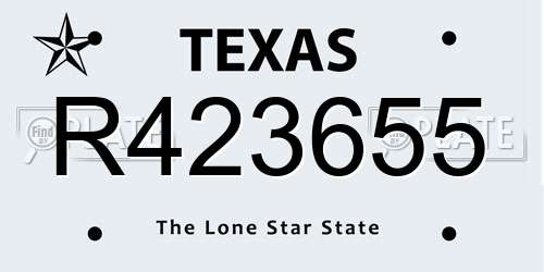 R423655 Texas License Plate
