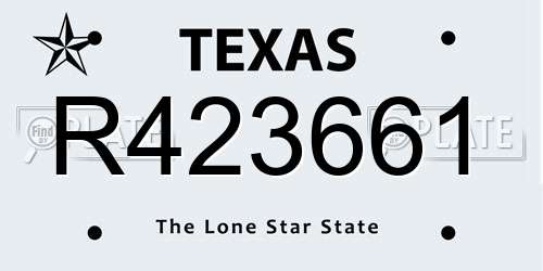 R423661 Texas License Plate